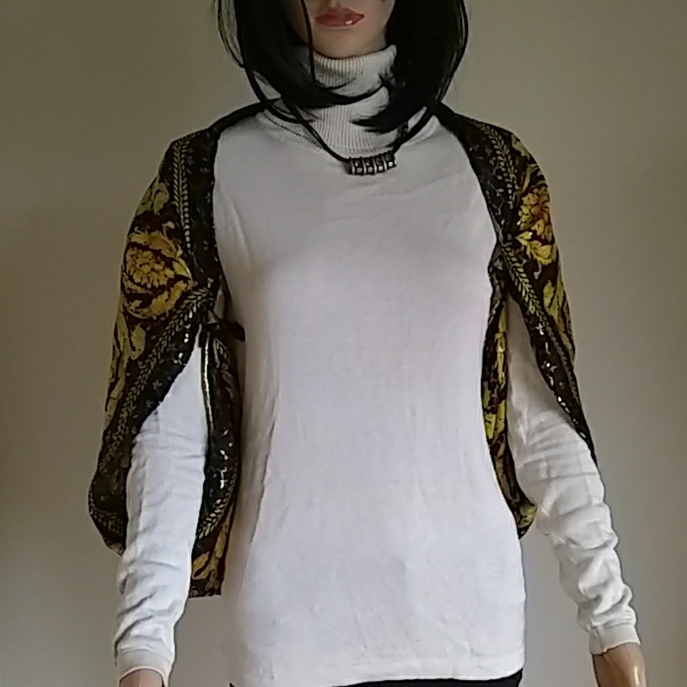 Silk black and gold scarf brilliant sparkly